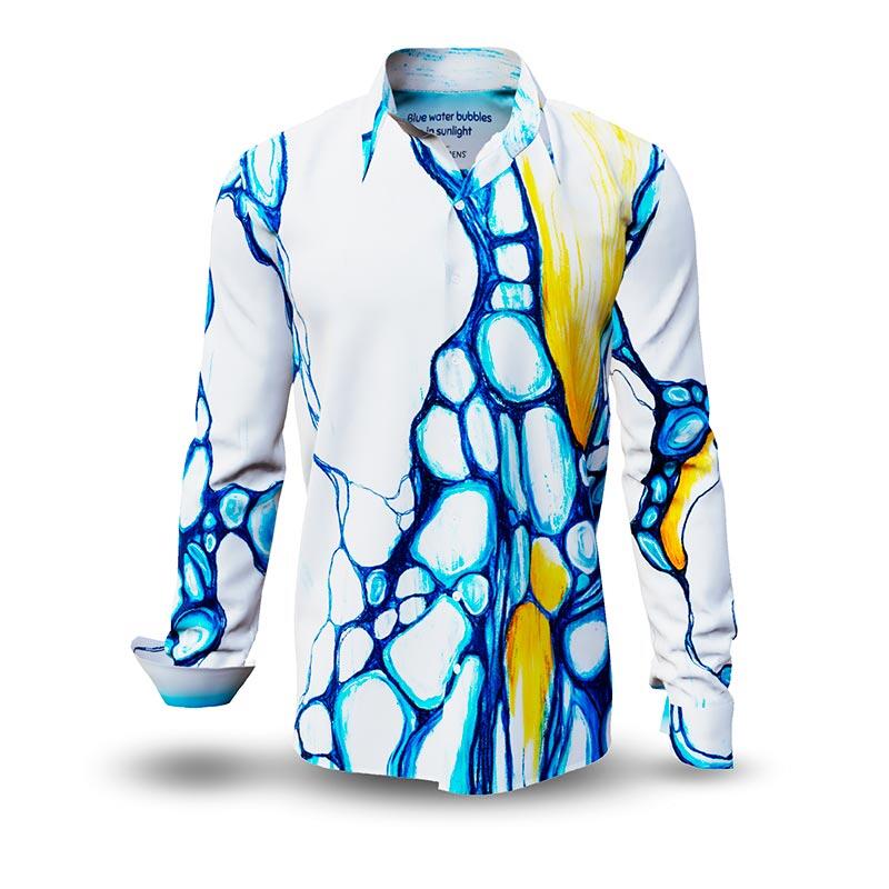 BLUE WATER BUBBLES IN SUNLIGHT - Long sleeve shirt with water bubbles - GERMENS artfashion - Unusual long sleeve shirt in 10 sizes - Made in Germany