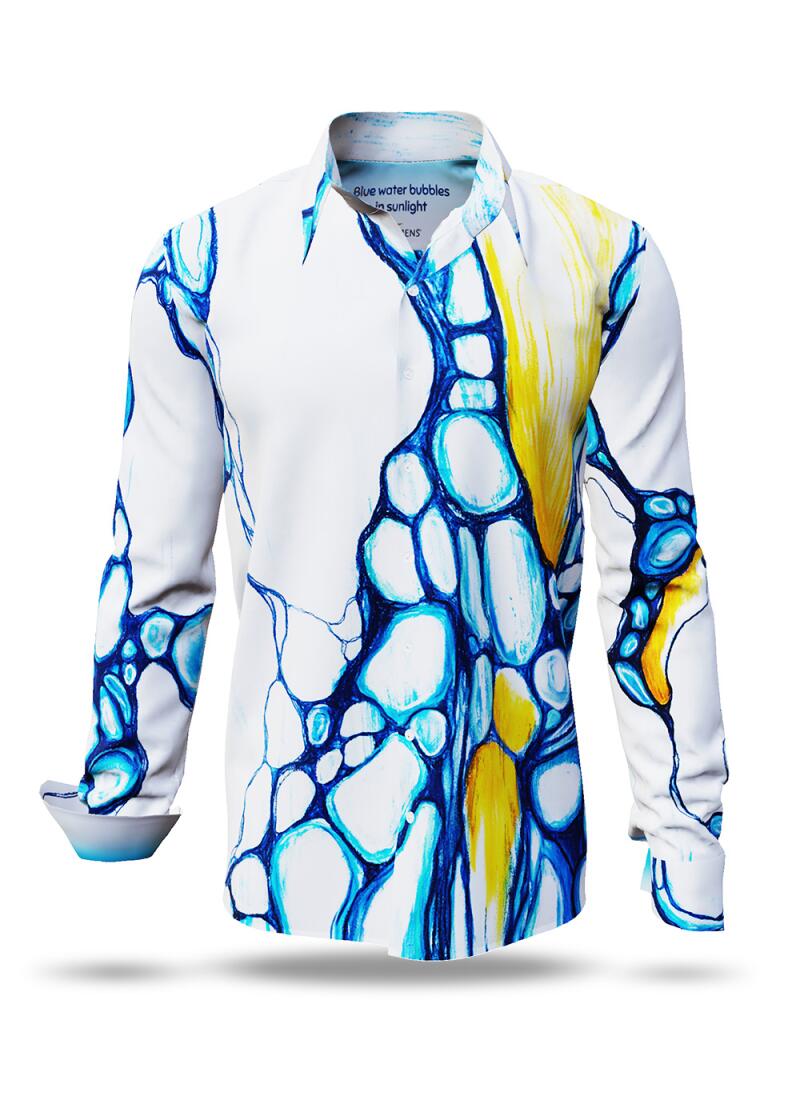 BLUE WATER BUBBLES IN SUNLIGHT - Long sleeve shirt with water bubbles - GERMENS artfashion - Unusual long sleeve shirt in 10 sizes - Made in Germany