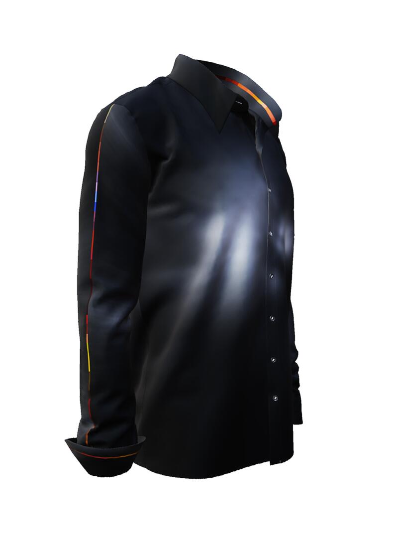FLYING COLORS - dunkelgraues Langarmhemd mit buntem Farbfleck - GERMENS artfashion - Auergewhnliches Herrenhemd - 100 % Baumwolle - Made in Germany