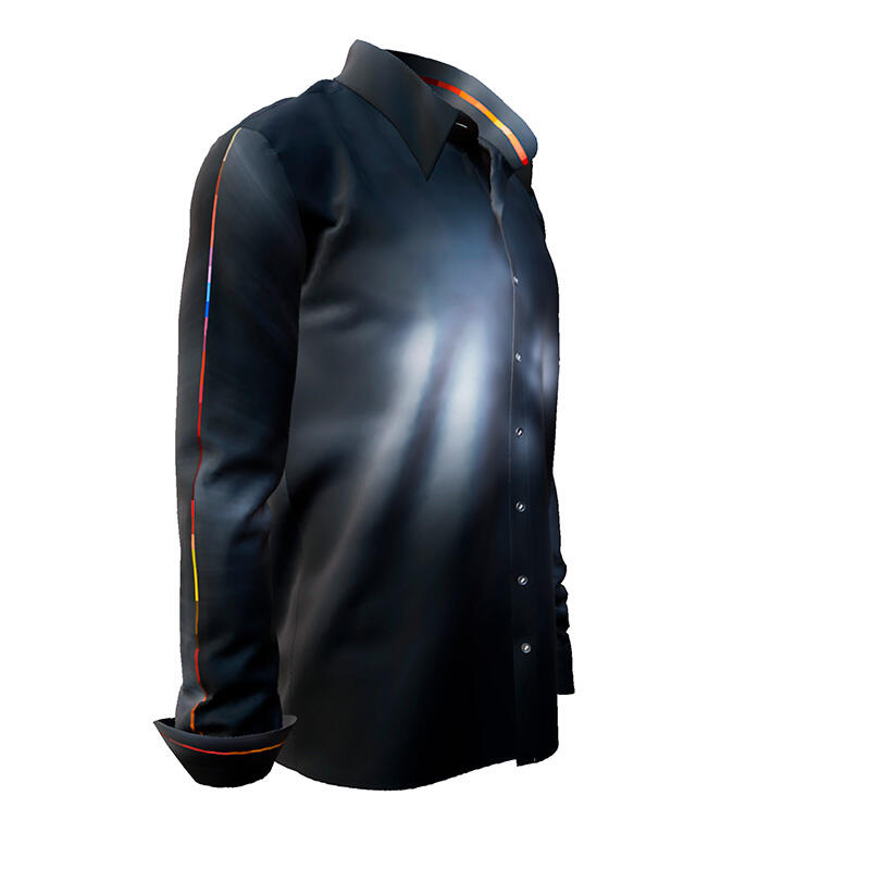 FLYING COLORS - dark long-sleeved shirt with multicoloured spot - GERMENS