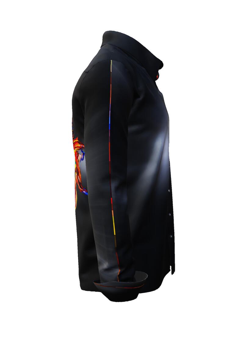 FLYING COLORS - dark long-sleeved shirt with multicoloured spot - GERMENS