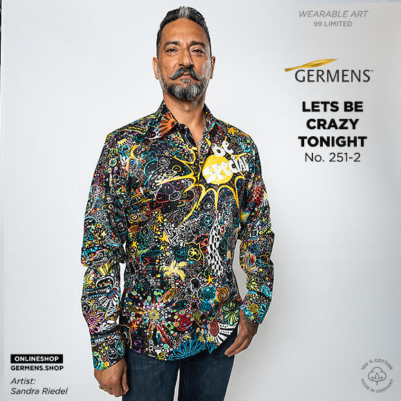 LETS BE CRAZY TONIGHT - verrücktes Partyhemd - GERMENS artfashion - Außergewöhnliches Herrenhemd - 100 % Baumwolle - Made in Germany