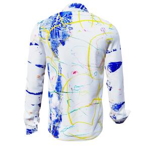DRAGONFLY - white long sleeve shirt with blue yellow...