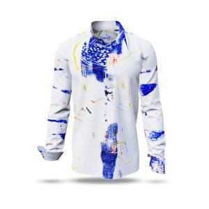 DRAGONFLY - white long sleeve shirt with blue yellow...