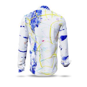 DRAGONFLY - white long sleeve shirt with blue yellow...