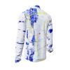 DRAGONFLY - white long sleeve shirt with blue yellow structures - GERMENS