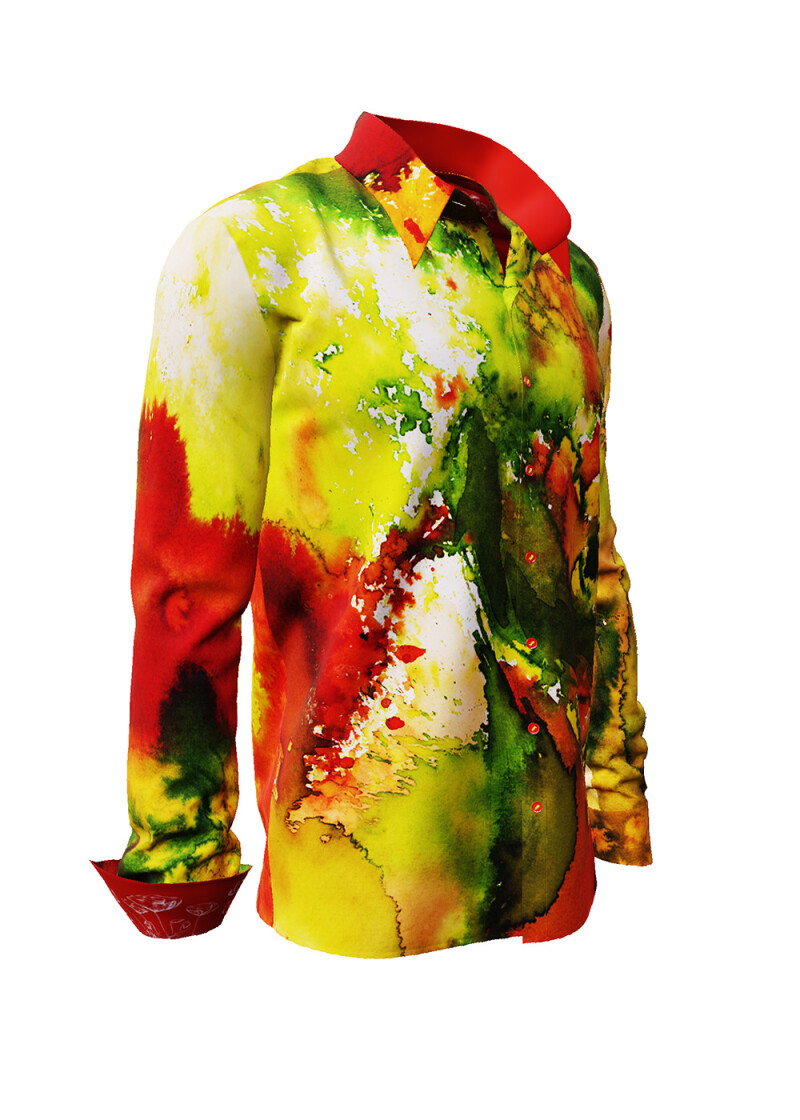 POPPYFLOPPY - grn rotes Langarmhemd - GERMENS artfashion - Auergewhnliches Langarmhemd - 100 % Baumwolle - Made in Germany