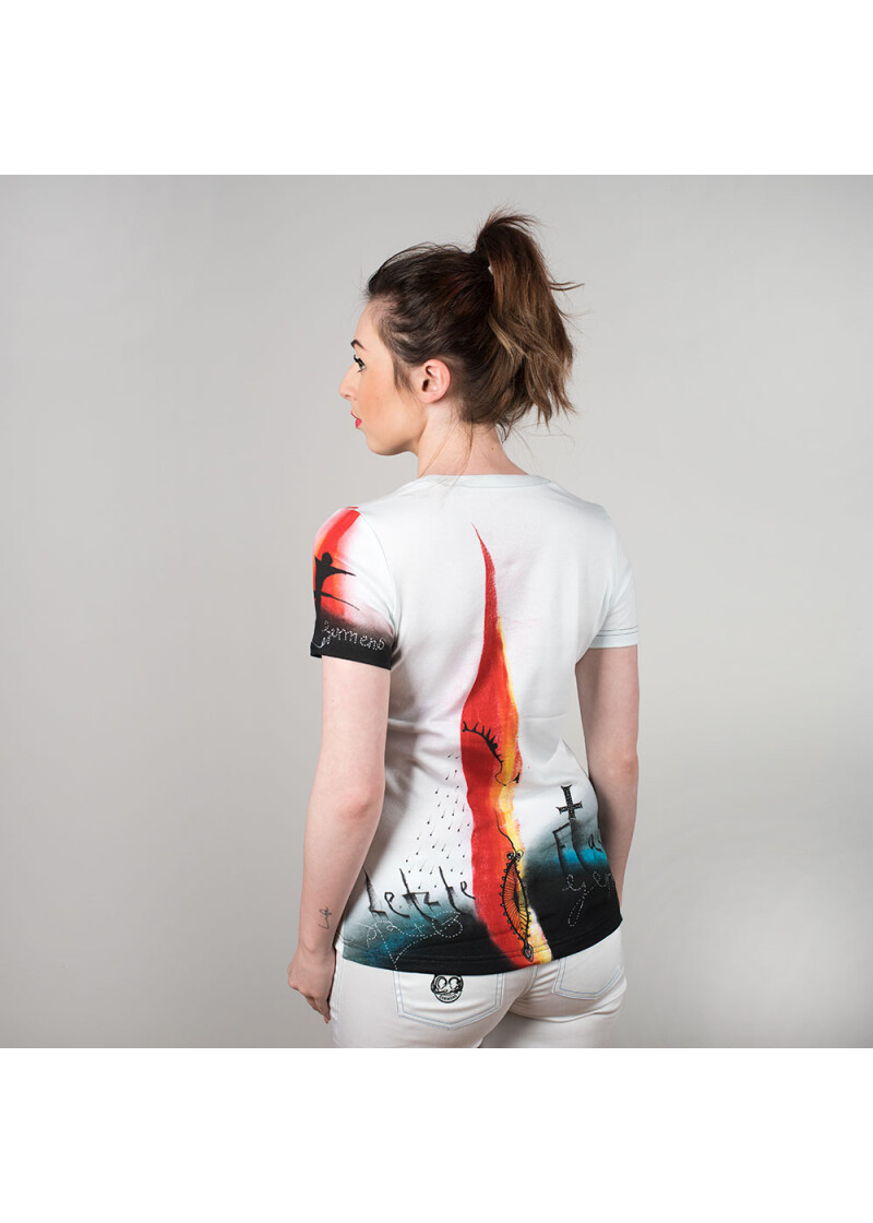 Exklusives Damen Shirt HERZBLUT V-Ausschnitt