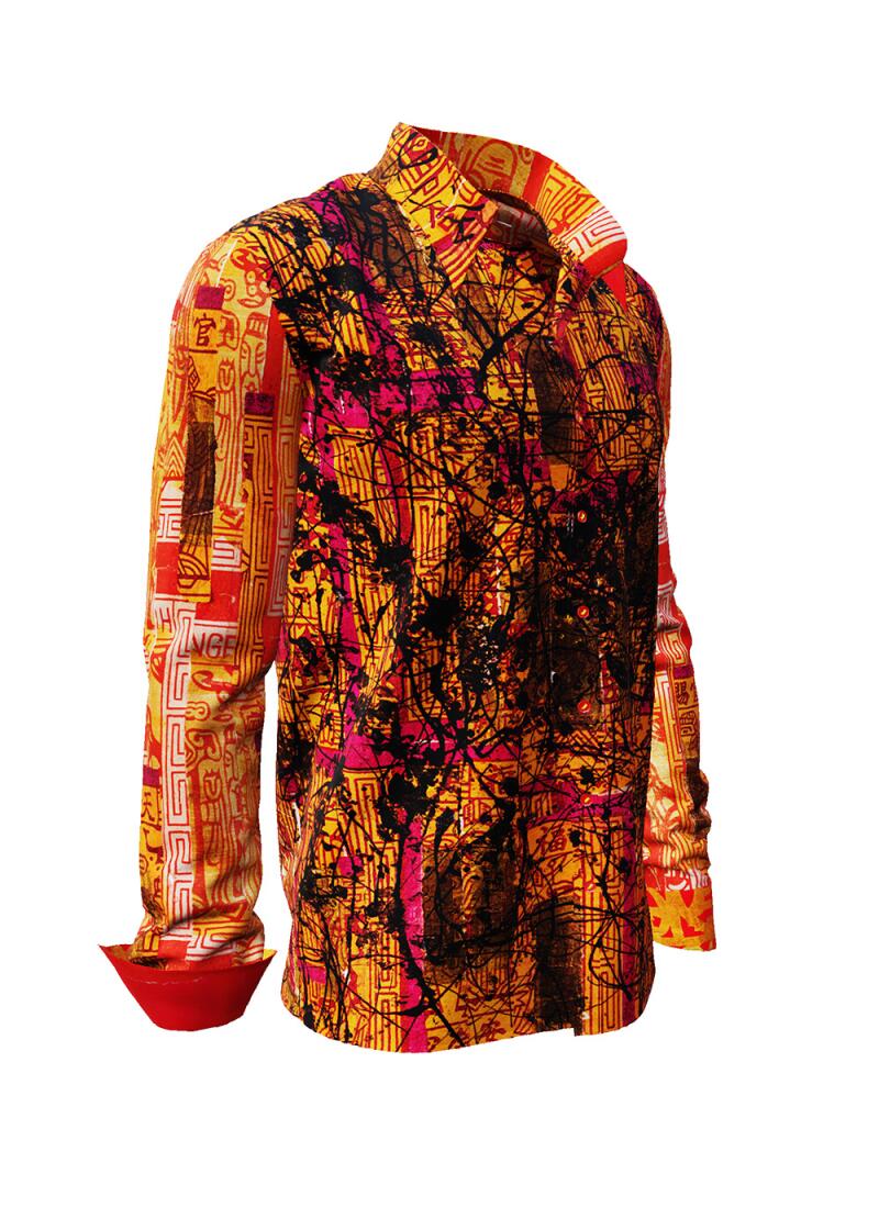 SOUVENIR - rot-orangenes Langarmhemd - GERMENS artfashion - Auergewhnliches Herrenhemd - 100 % Baumwolle - Made in Germany