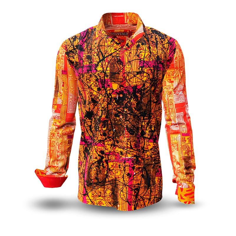 SOUVENIR - rot-orangenes Langarmhemd - GERMENS artfashion - Außergewöhnliches Herrenhemd - 100 % Baumwolle - Made in Germany