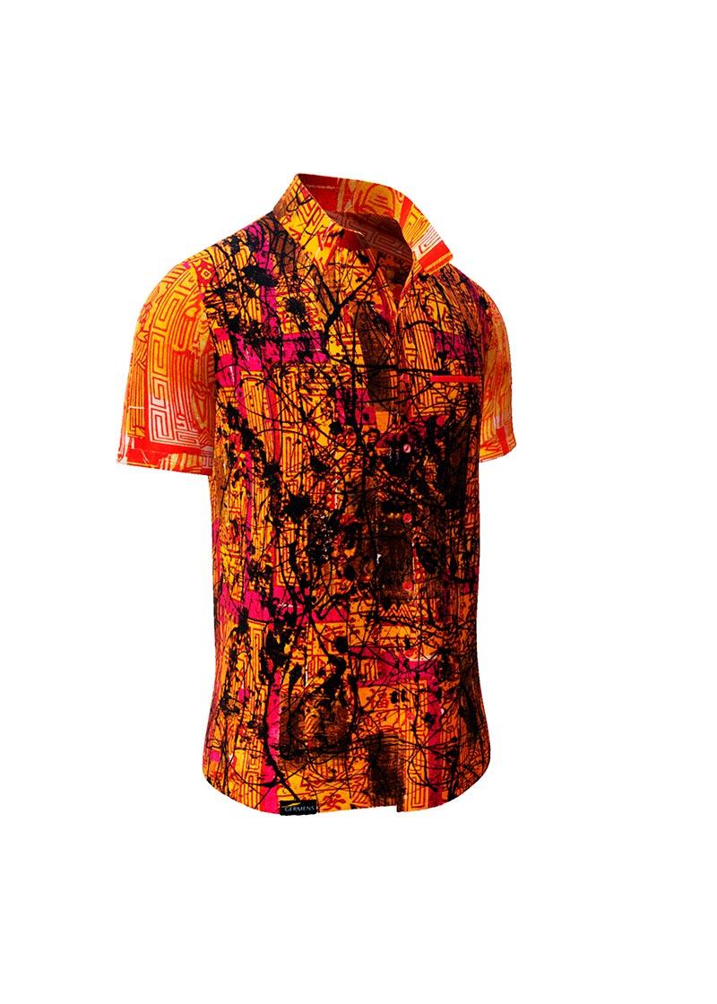 SOUVENIR - red orange short sleeve shirt - GERMENS