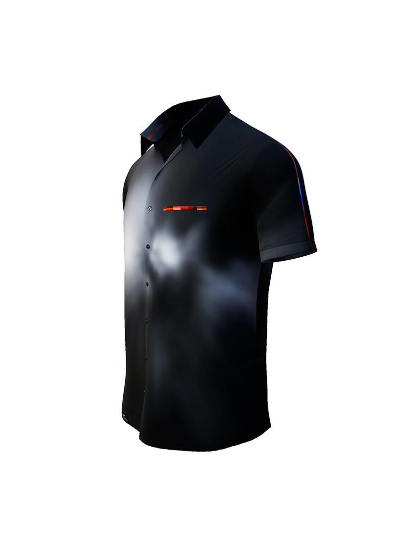 FLYING COLORS - dark short-sleeved shirt with multicoloured spot - GERMENS