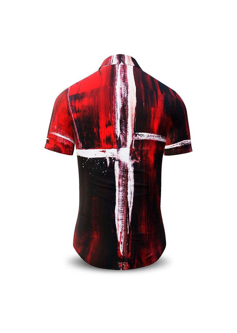 WHITE CROSS - Red white short sleeve shirt - GERMENS...