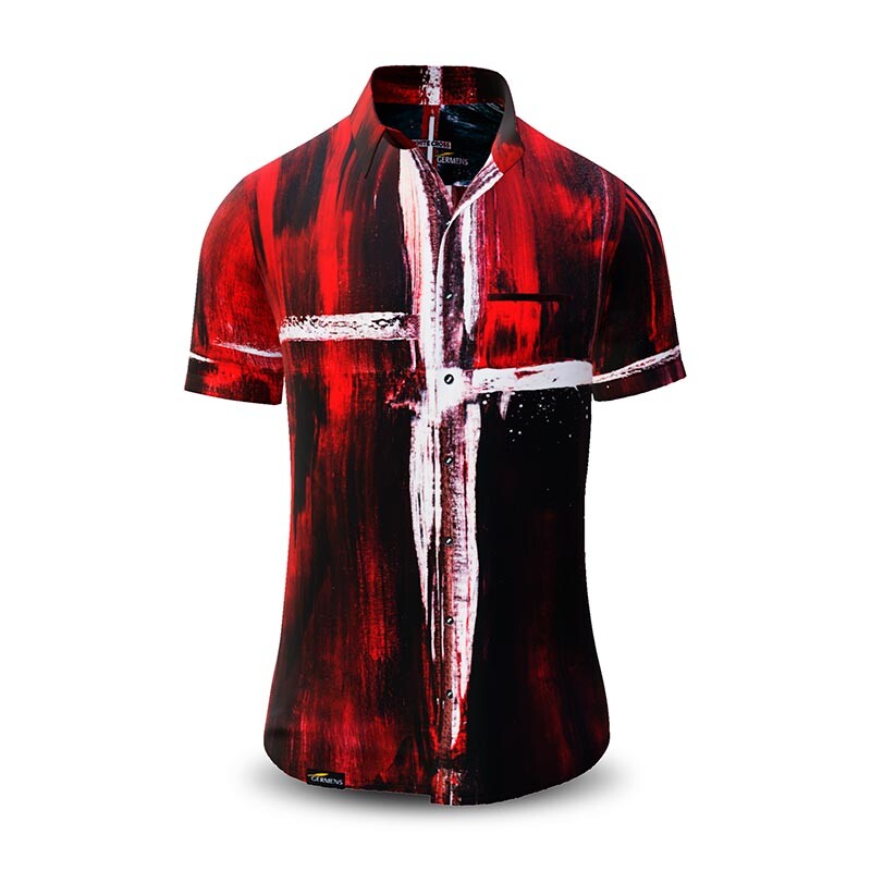 Summer shirt for men WHITE CROSS - 100% cotton - 10 sizes from XS to 6XL - exceptional design - finest workmanship - fabrics made in Germany - limited edition and exclusive