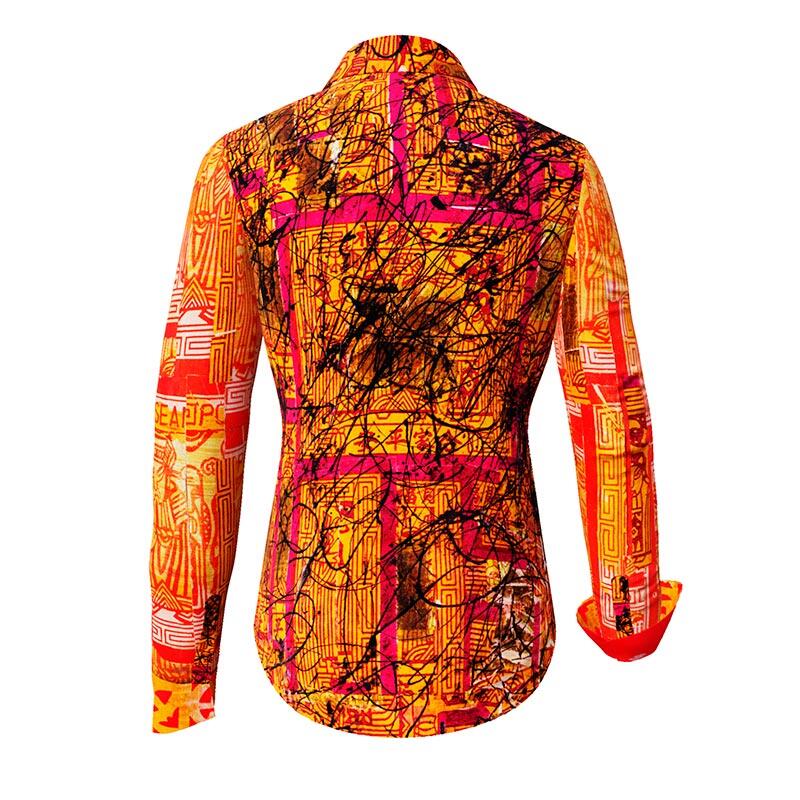 SOUVENIR - red orange blouse - GERMENS artfashion - 100 % cotton - very good fit - artist design - 99 pieces limited - 6 sizes from XS - XXL - Made in Germany