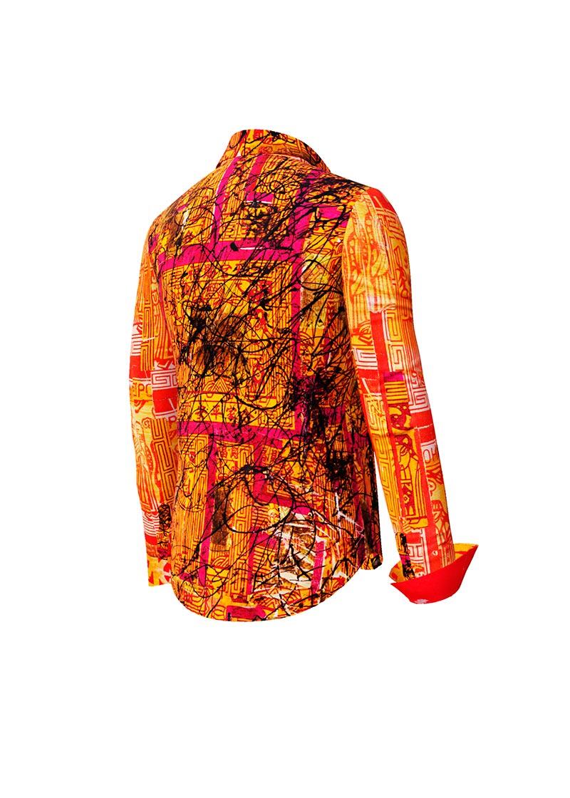SOUVENIR - red orange blouse - GERMENS artfashion - 100 % cotton - very good fit - artist design - 99 pieces limited - 6 sizes from XS - XXL - Made in Germany