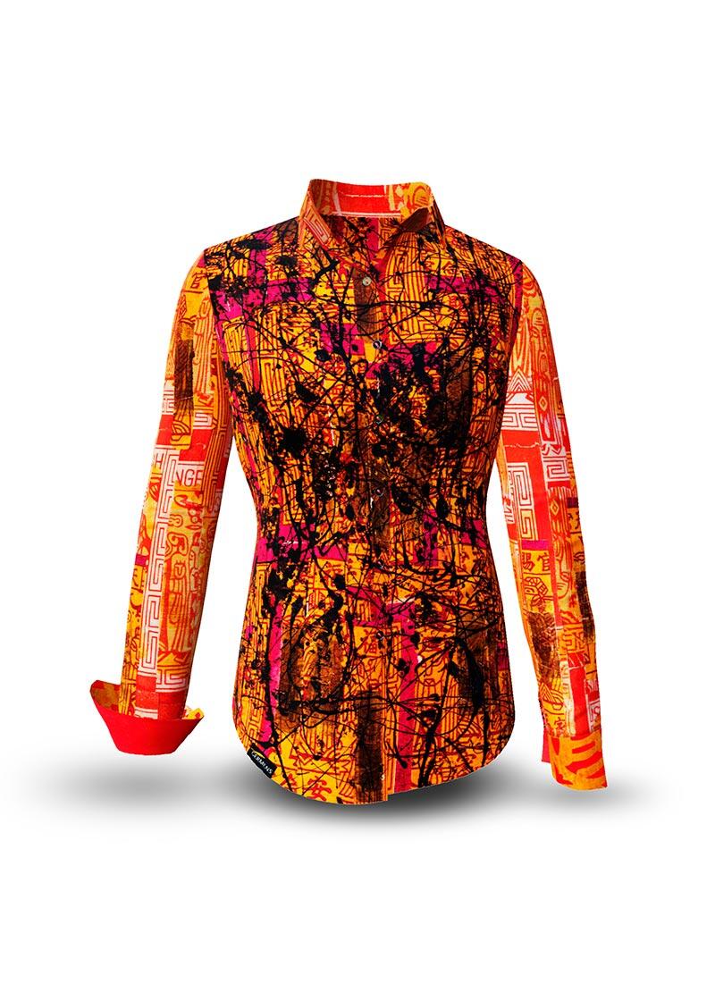 SOUVENIR - red orange blouse - GERMENS artfashion - 100 % cotton - very good fit - artist design - 99 pieces limited - 6 sizes from XS - XXL - Made in Germany