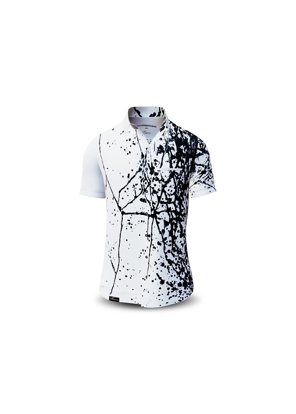SCHWARMABWEICHLER WEISS - Black and white short-sleeved...