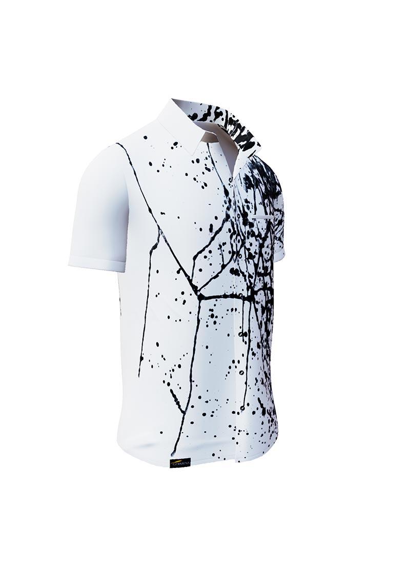 SCHWARMABWEICHLER WEISS - Black and white short-sleeved shirt - GERMENS artfashion - Unusual long sleeve shirt in 10 sizes - Made in Germany