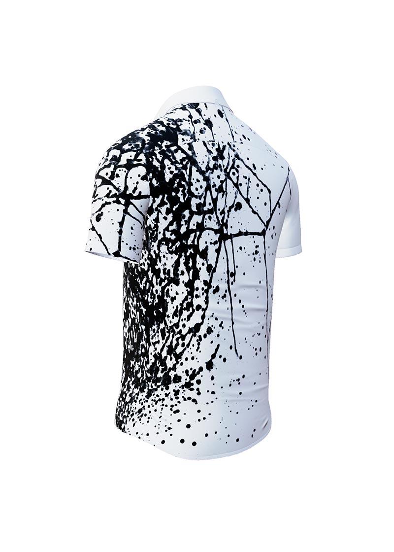 SCHWARMABWEICHLER WEISS - Black and white short-sleeved shirt - GERMENS