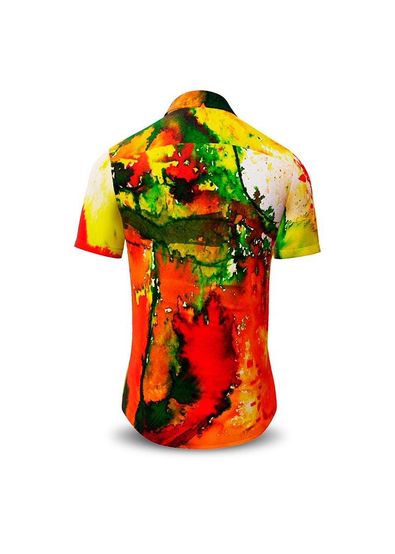 POPPYFLOPPY - red green short sleeve shirt - GERMENS artfashion - Unusual long sleeve shirt in 10 sizes - Made in Germany
