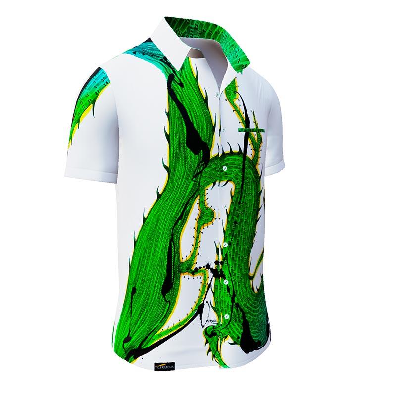 STACHELHAUT CACTUS - White Green Short Sleeve Shirt - GERMENS
