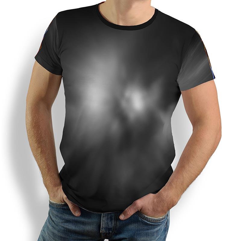 FLYING COLORS - dark T-shirt with colourful paint spot -...
