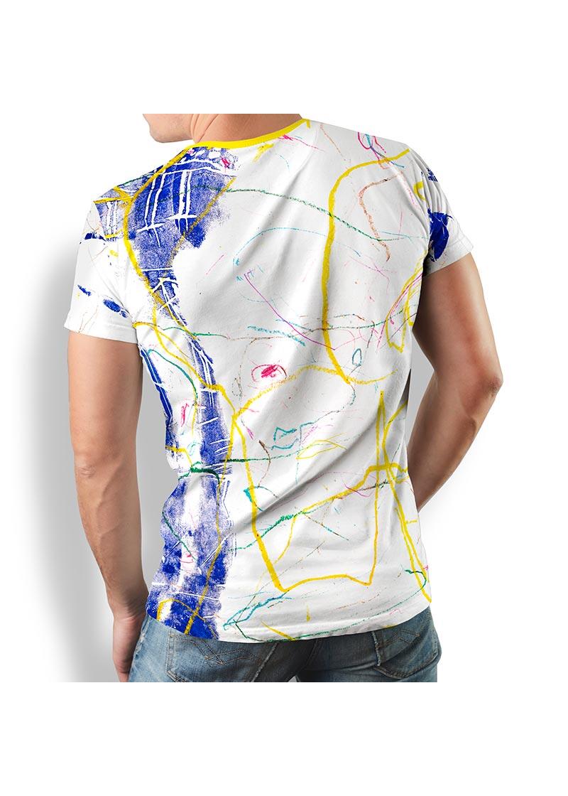 DRAGONFLY - white T Shirt with blue and yellow - 100 % cotton - GERMENS artfashion - 8 sizes S-5XL