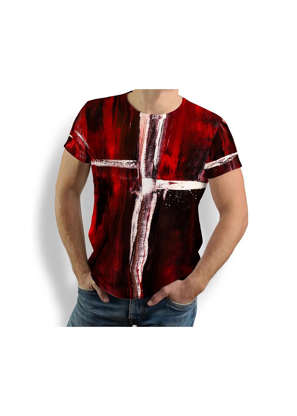 WHITE CROSS - Red White T Shirt - 100 % cotton - GERMENS...