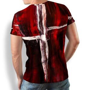 WHITE CROSS - Rot weißes T Shirt - 100 % Baumwolle...