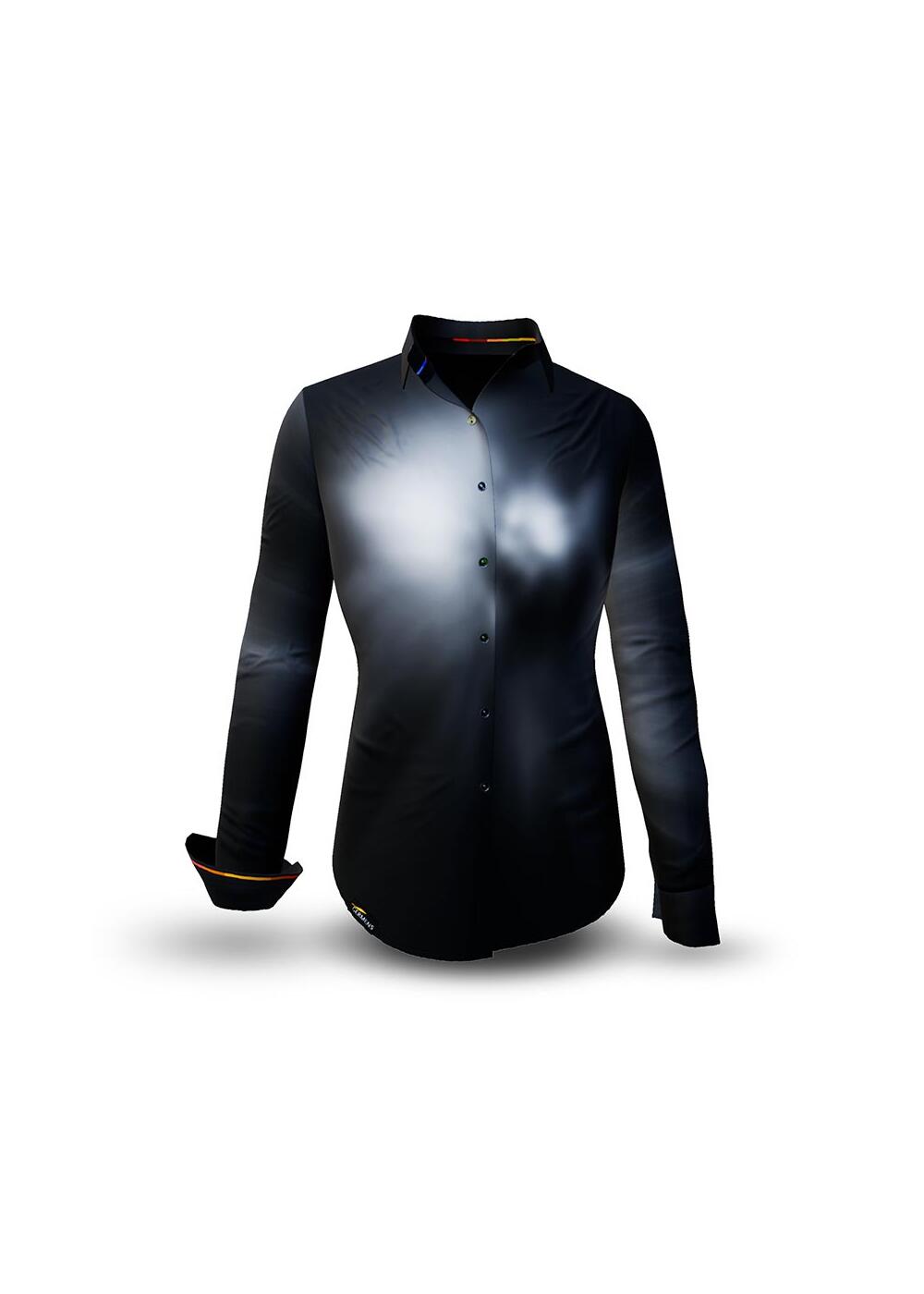 FLYING COLORS - dunkle Bluse mit buntem Farbfleck -...