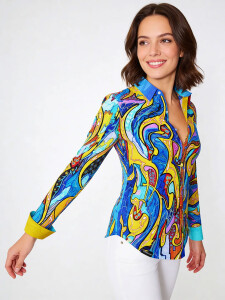 ausgefallene Damenbluse für Damen - ORNAMI - 100 %...