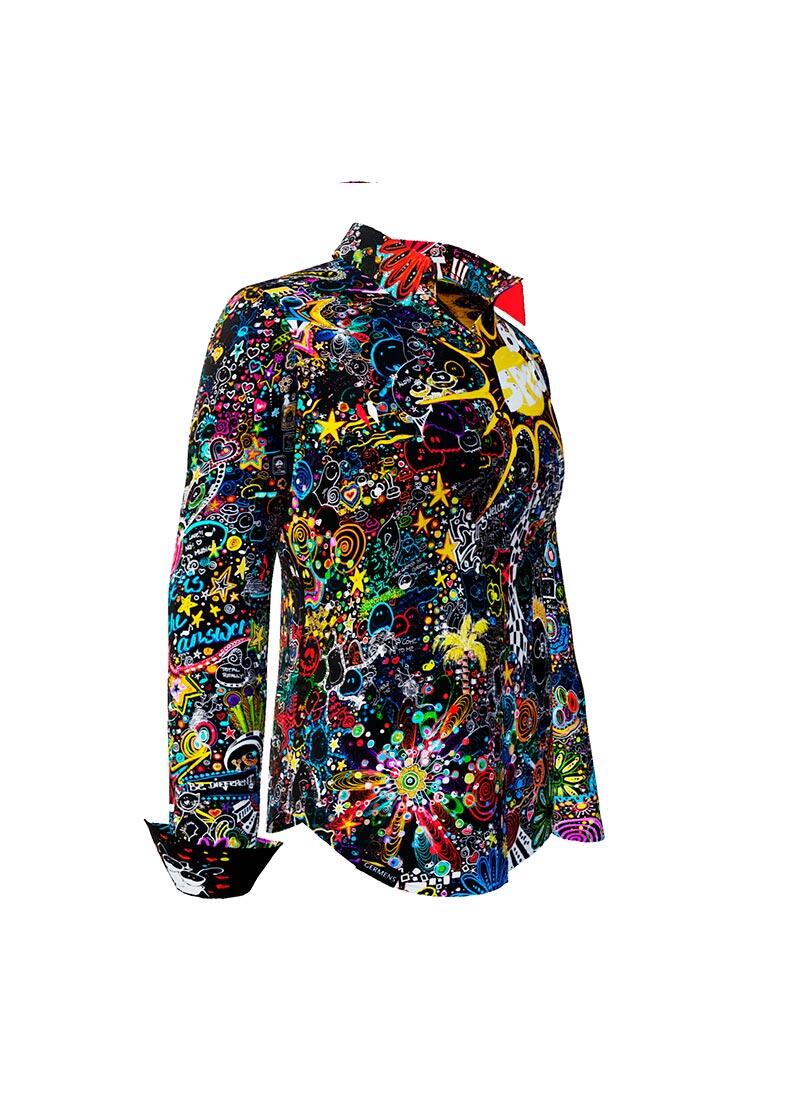 LETS BE CRAZY TONIGHT - crazy colourful blouse - GERMENS artfashion - 100 % cotton - very good fit - artist design - 99 pieces limited - 6 sizes from XS - XXL - Made in Germany