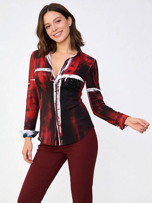 WHITE CROSS - Rot weiße Bluse - GERMENS