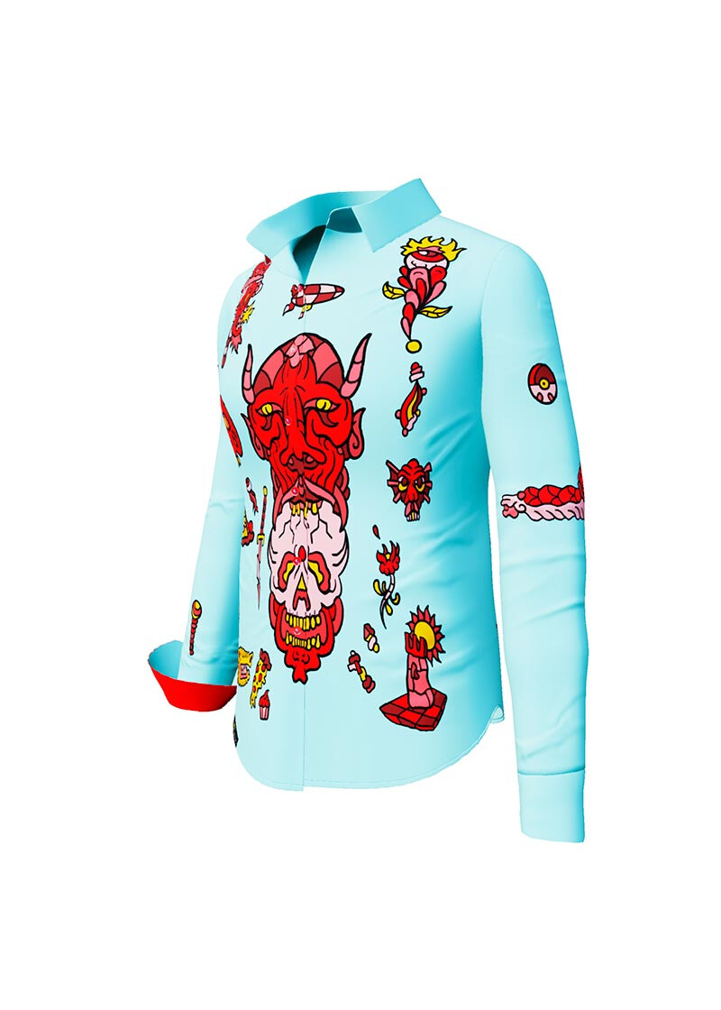 FLASH - Light blue blouse with devil - GERMENS
