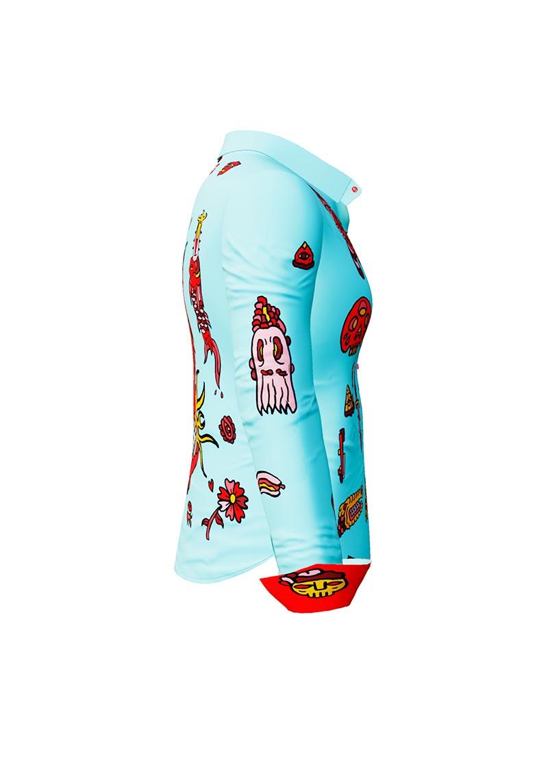 FLASH - Light blue blouse with devil - GERMENS