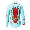 FLASH - Light blue blouse with devil - GERMENS artfashion - 100 % cotton - very good fit - artist design - 99 pieces limited - 6 sizes from XS - XXL - Made in Germany