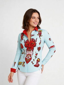 ausgefallene Damenbluse für Damen - FLASH - 100 % Baumwolle - GERMENS artfashion - Größen XS bis 3XL