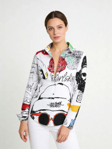 ausgefallene Damenbluse für Damen - MAKING OF DAY - 100 % Baumwolle - GERMENS artfashion - Größen XS bis 3XL