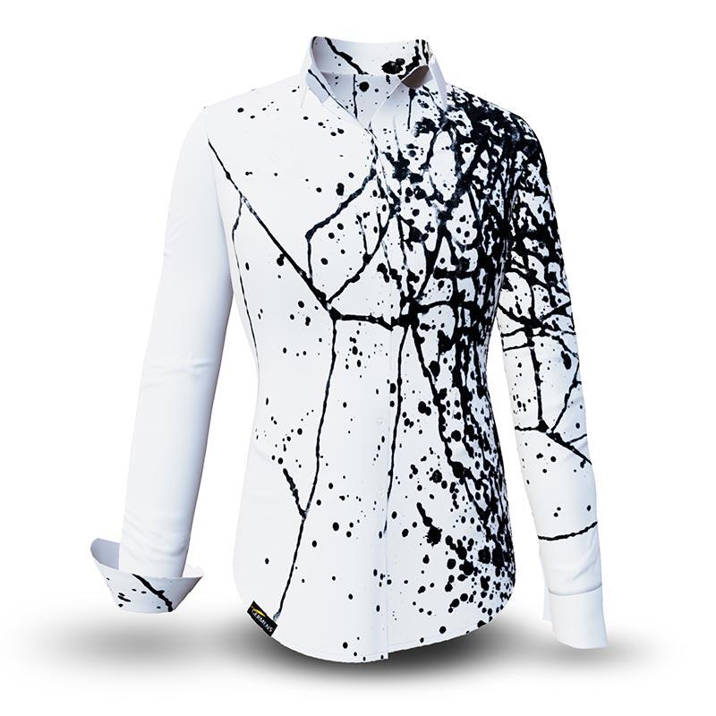  SCHWARMABWEICHLER WEISS - Black and white blouse - GERMENS artfashion - 100 % cotton - very good fit - artist design - 99 pieces limited - 6 sizes from XS - XXL - Made in Germany
