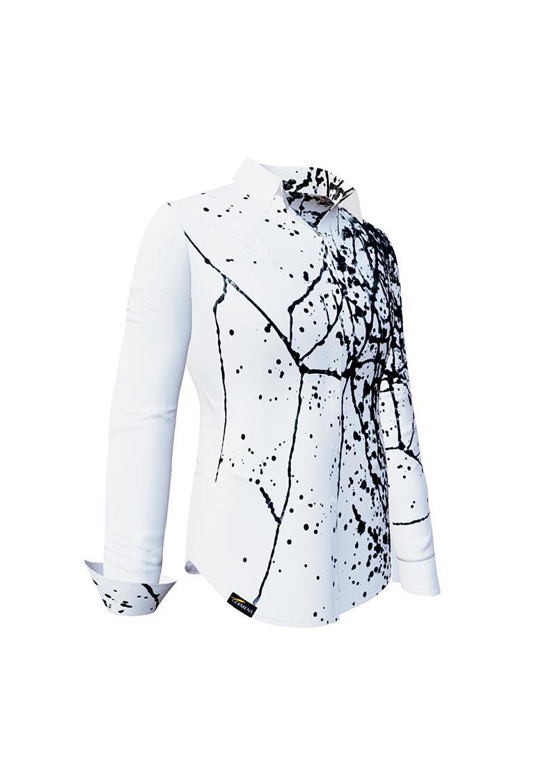  SCHWARMABWEICHLER WEISS - Black and white blouse - GERMENS artfashion - 100 % cotton - very good fit - artist design - 99 pieces limited - 6 sizes from XS - XXL - Made in Germany