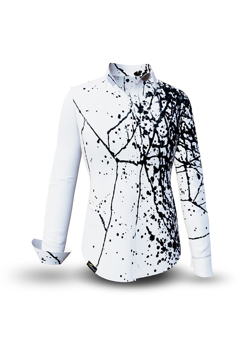 SCHWARMABWEICHLER WEISS - Schwarz-weiße Bluse - GERMENS artfashion - 100 % Baumwolle - sehr gute Passform - Künstlerdesign - 99 Stück limitiert - 6 Größen von XS - XXL - Made in Germany