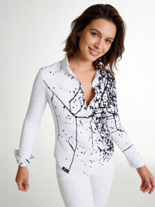 Unique blouse for women - SCHWARMABWEICHLER WEISS - 100%...