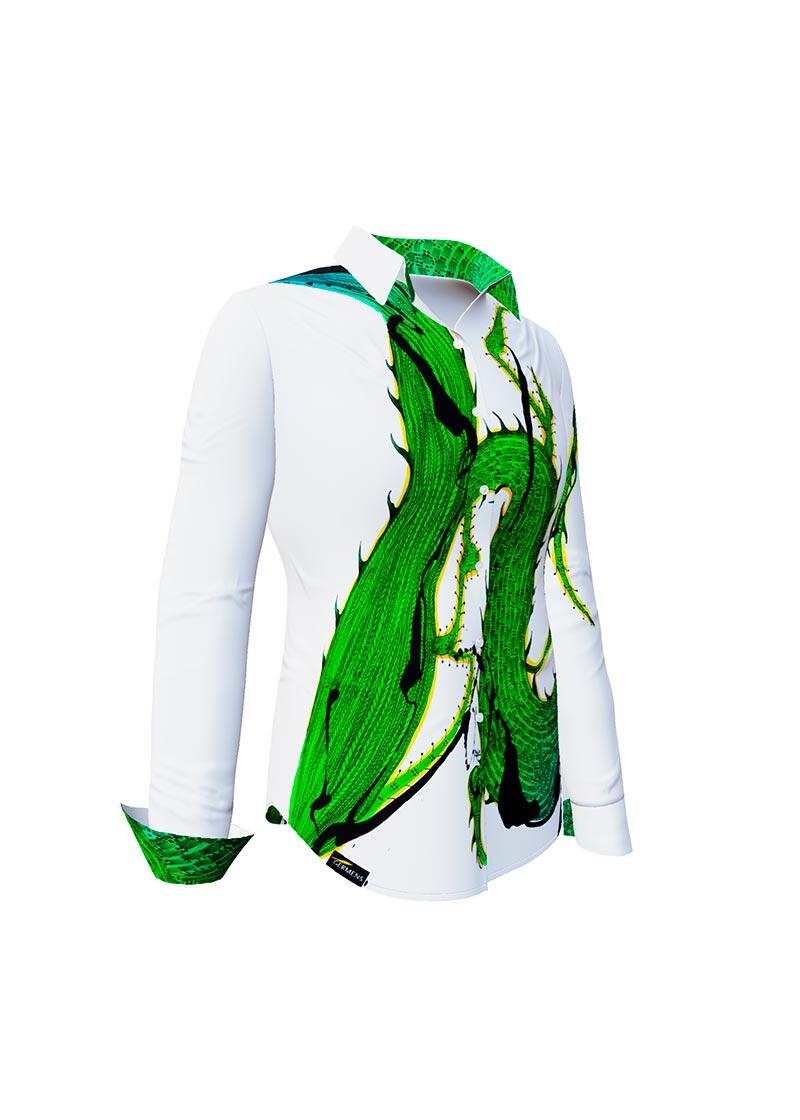 STACHELHAUT CACTUS - White Green Blouse - GERMENS artfashion - 100 % cotton - very good fit - artist design - 99 pieces limited - 6 sizes from XS - XXL - Made in Germany