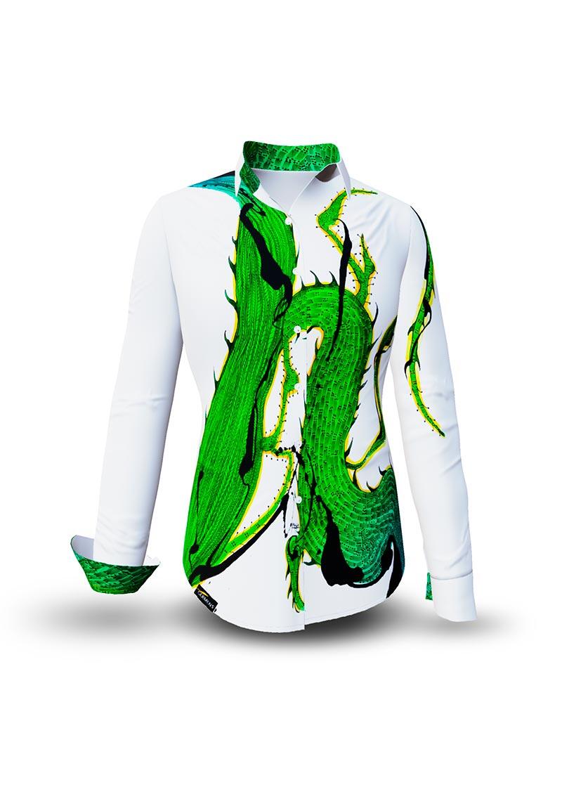 STACHELHAUT CACTUS - Weiß grüne Bluse - GERMENS artfashion - 100 % Baumwolle - sehr gute Passform - Künstlerdesign - 99 Stück limitiert - 6 Größen von XS - XXL - Made in Germany