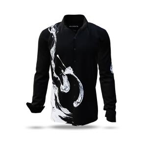 WELLENREITER - Black long-sleeved shirt with white design...