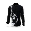 WELLENREITER - Black long-sleeved shirt with white design - GERMENS artfashion - Unusual long sleeve shirt in 10 sizes - Made in Germany