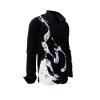 WELLENREITER - Black long-sleeved shirt with white design - GERMENS artfashion - Unique long sleeve shirt designed by artists - Made in Germany