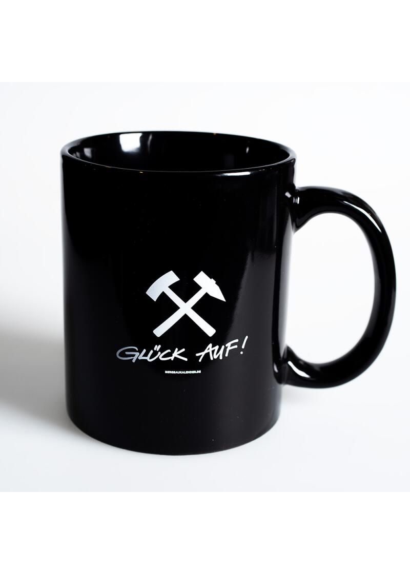 Kaffeebecher - Glück Auf! - Schlägel & Eisen - Keramik schwarz