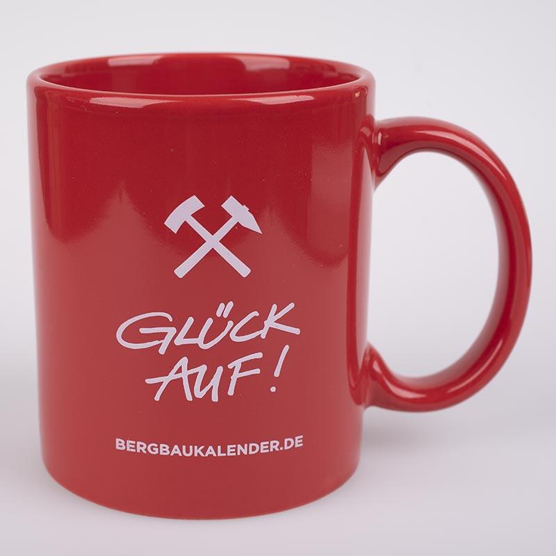 3er Set Kaffeebecher - Glück Auf! - Schlägel & Eisen - Keramik schwarz, grün und rot